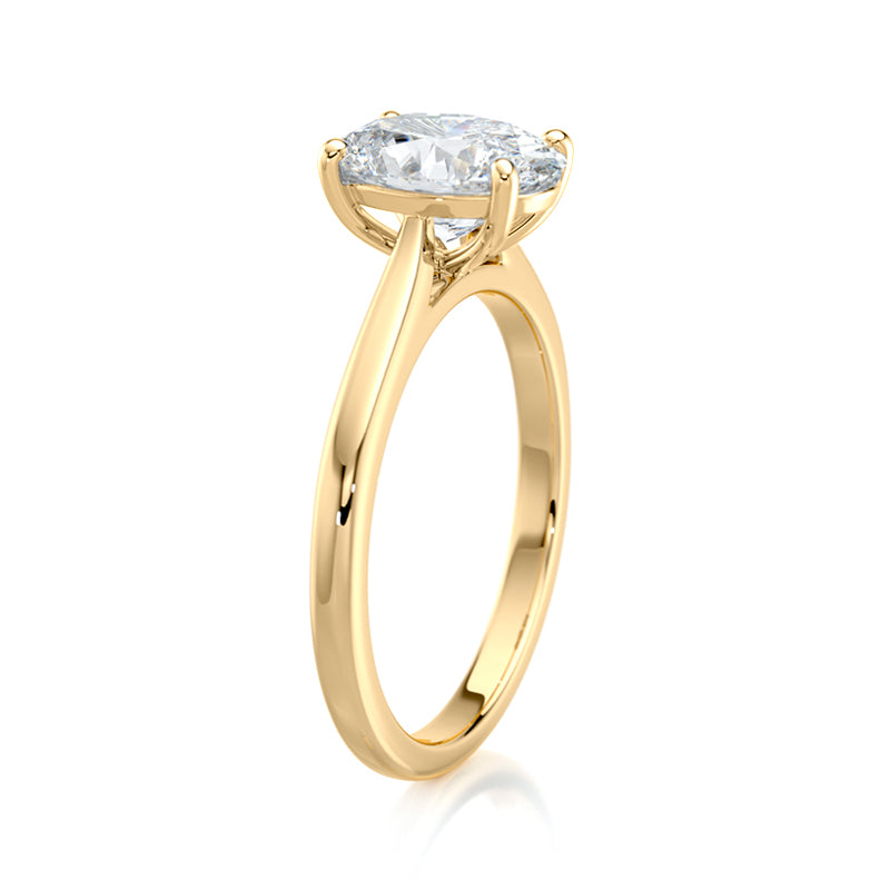 1.50 CT Oval E-VVS2 Lab Grown Diamond tapered Cathedral Setting