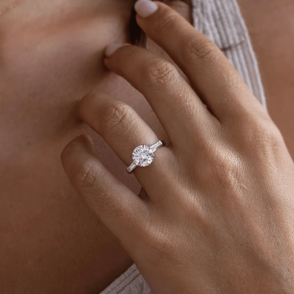 2 Carat Lab Grown Round Diamond Trilogy Engagement Ring – Kozi