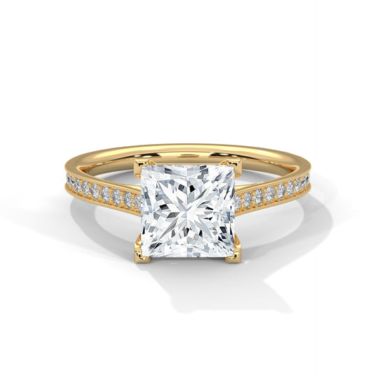 2ct Princess Cut E-VVS2 Lab Grown Diamond Engagement Ring, Statement Ring
