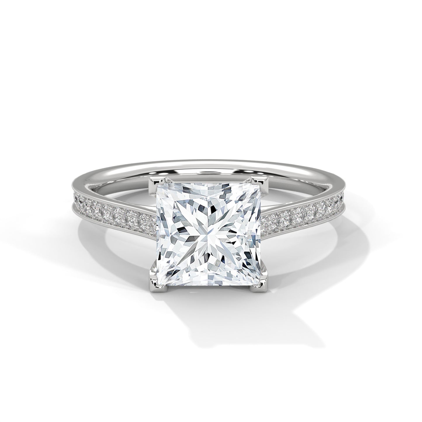 2ct Princess Cut E-VVS2 Lab Grown Diamond Engagement Ring, Statement Ring