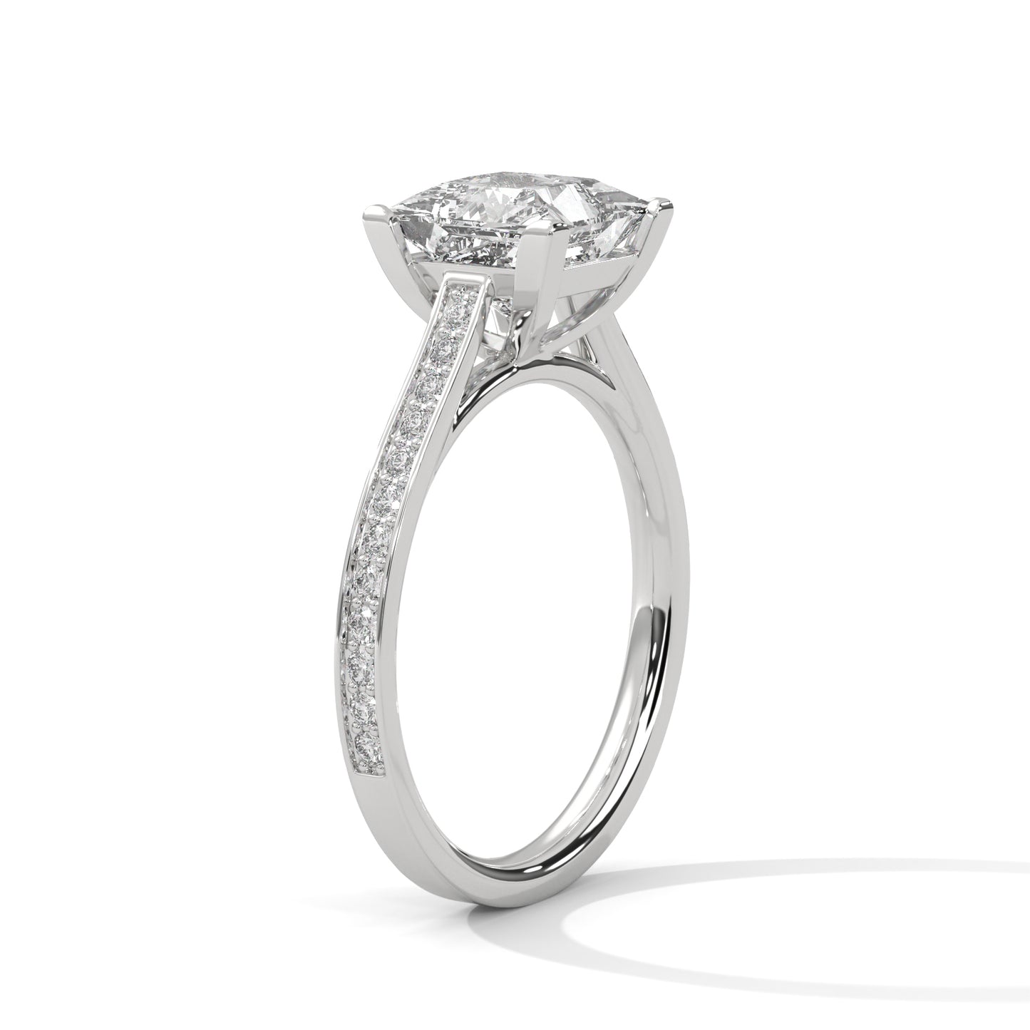 2ct Princess Cut E-VVS2 Lab Grown Diamond Engagement Ring, Statement Ring
