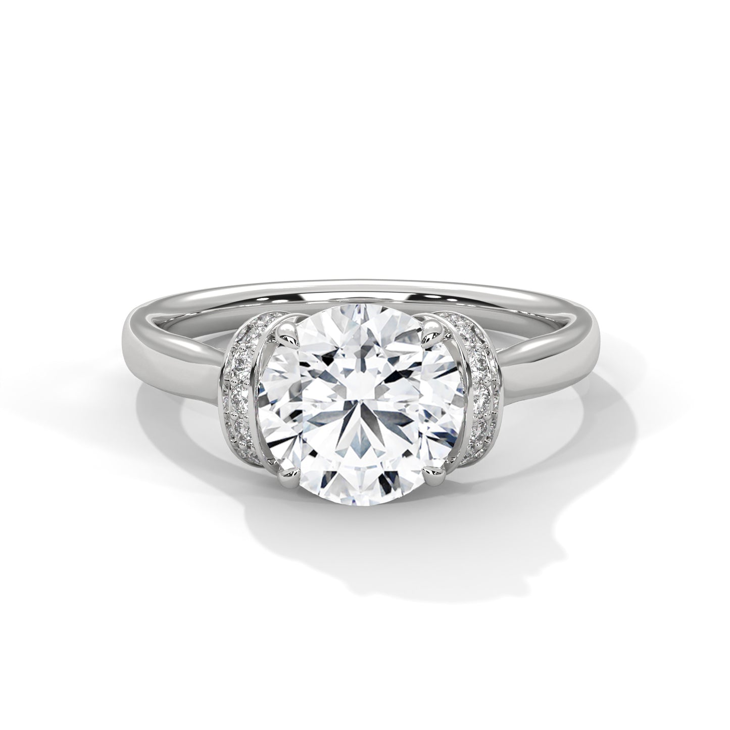3 CT Round E-VVS2 Lab-Grown Diamond Engagement Ring