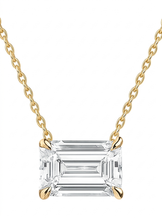 6 TCW Emerald Necklace Set, Earring and Pendant Set 14K Solid Gold