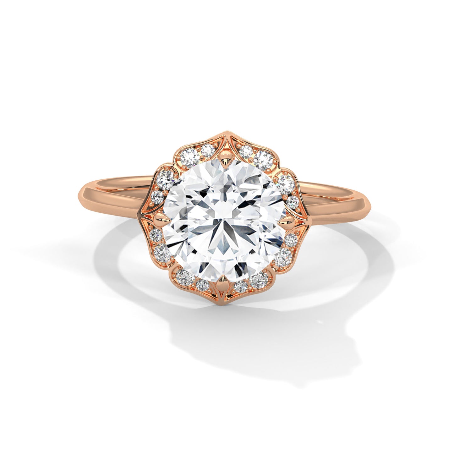 3 CT Round Lab-Grown Diamond Engagement Ring –  Pave Set