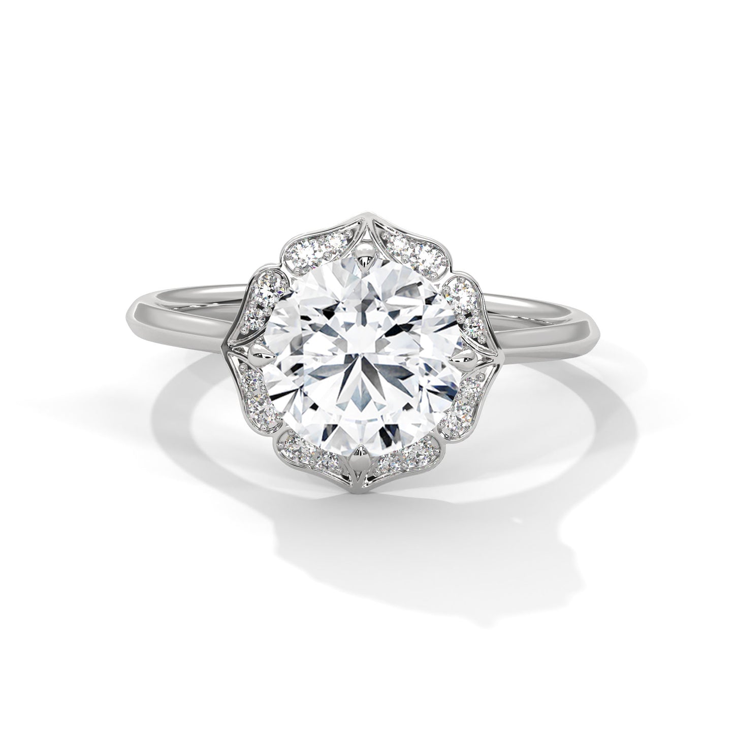 3 CT Round Lab-Grown Diamond Engagement Ring –  Pave Set