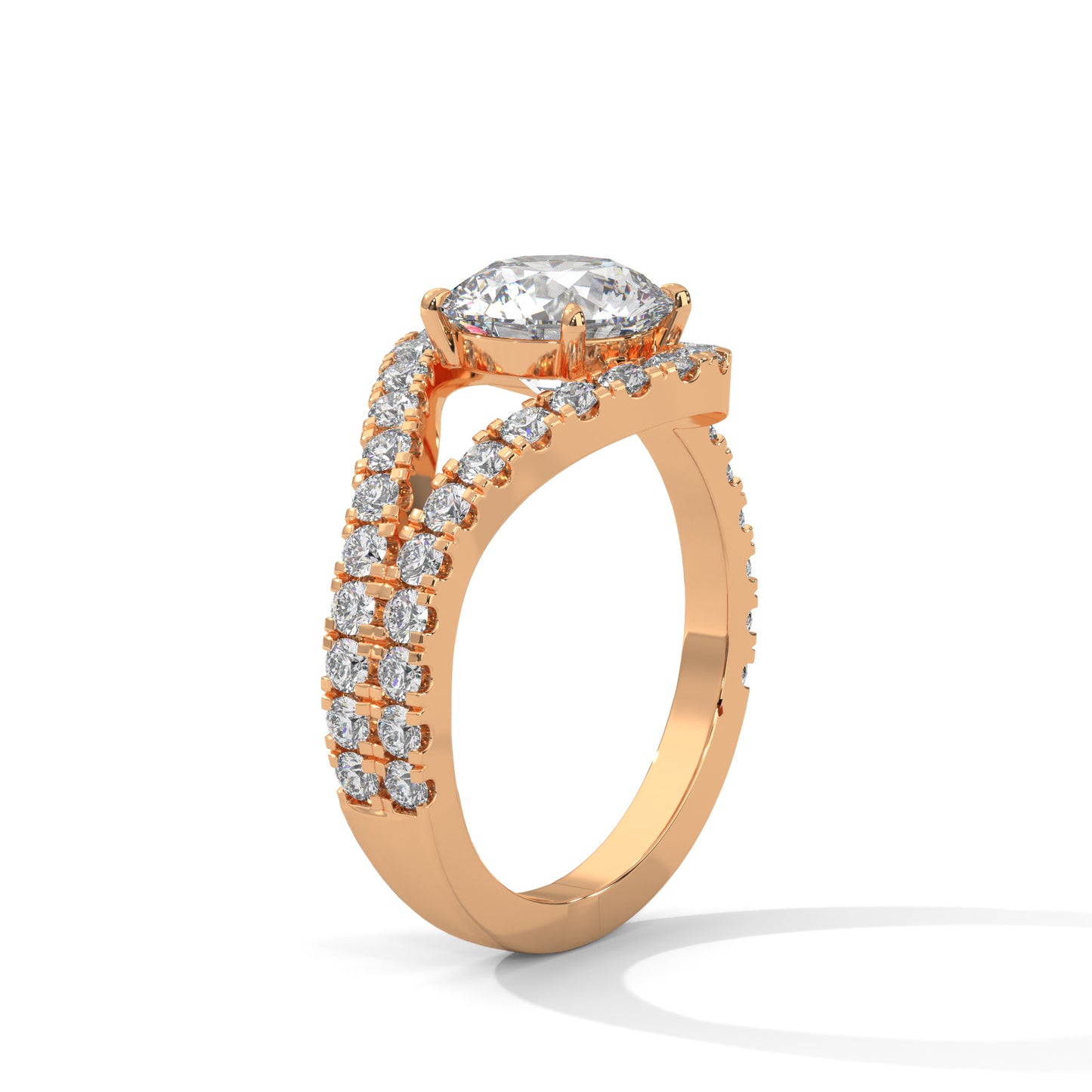 2ct Round Lab-Grown Diamond Engagement Ring, E - VVS2 Diamond, Pave Set