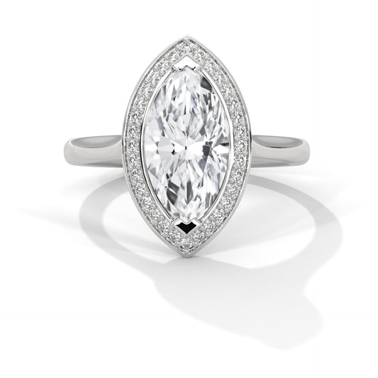 2ct Marquise Cut E-VVS2 Lab Grown Diamond Engagement Ring, IGI Certified Diamond