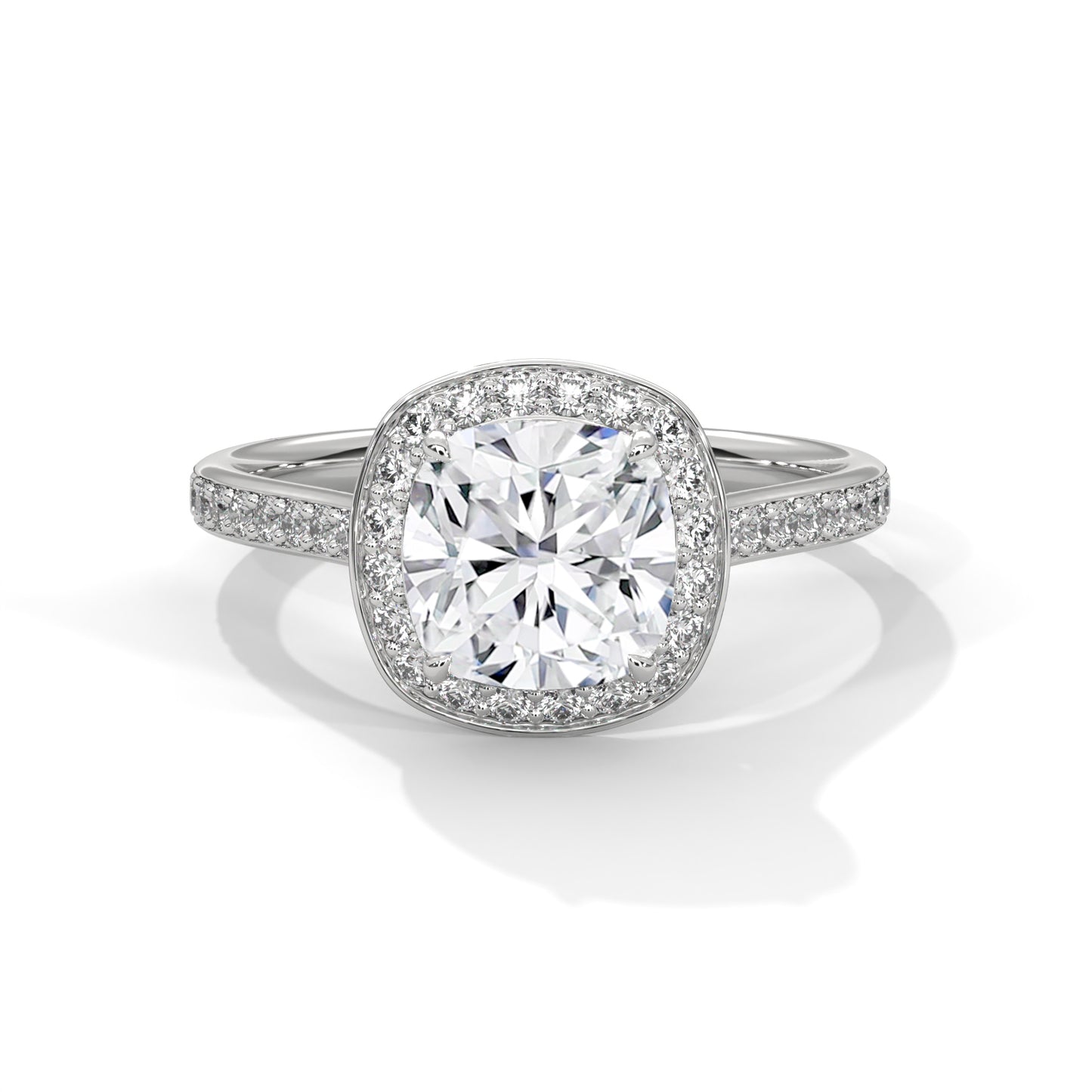 2 CT Cushion Lab-Grown Diamond Engagement Ring, E - VVS2 Diamond Ring