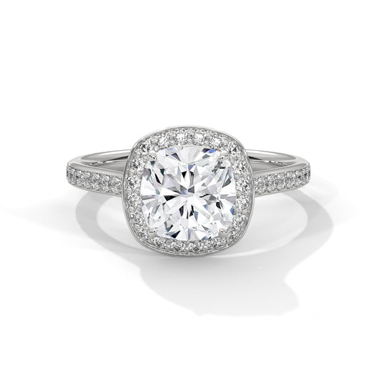 2 CT Cushion Lab-Grown Diamond Engagement Ring, E - VVS2 Diamond Ring