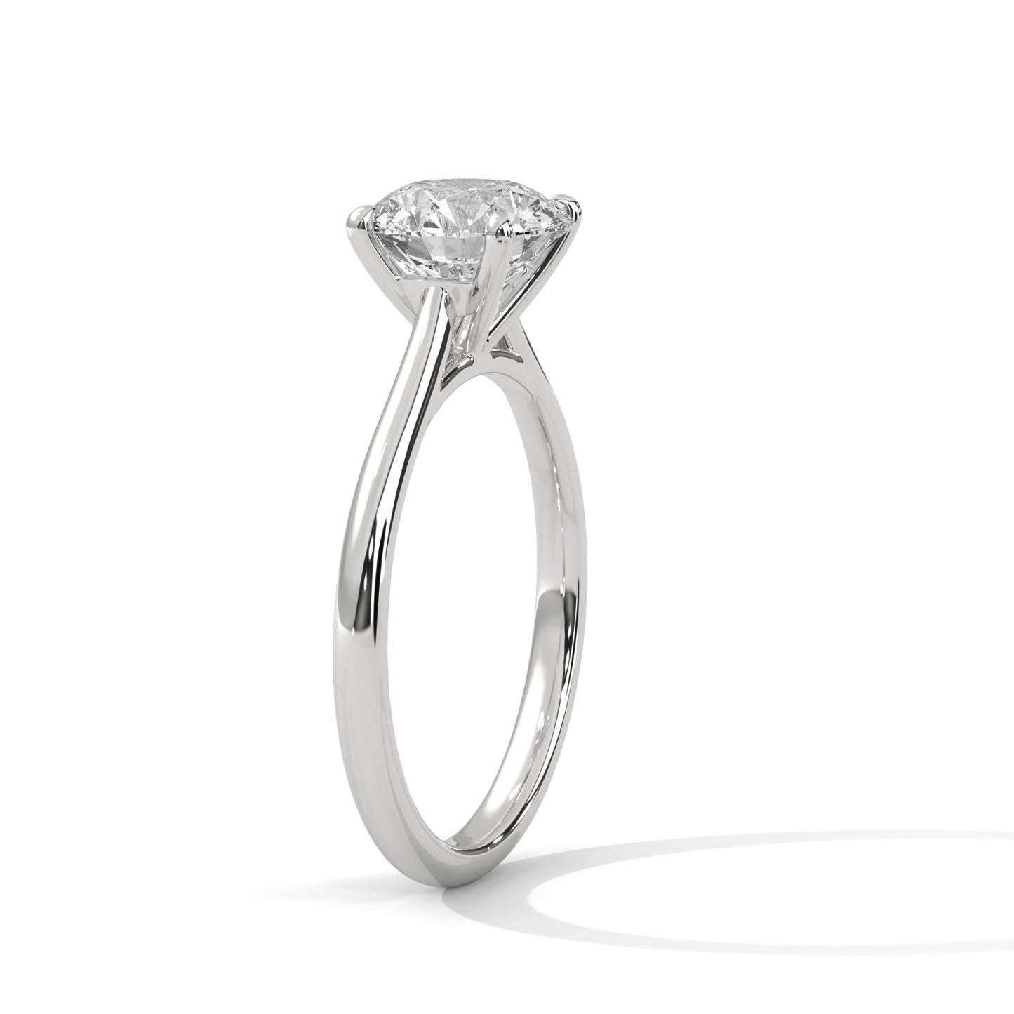 2 CT Round Cut E-VVS2 Lab Grown Diamond Engagement Ring, Cathedral Setting