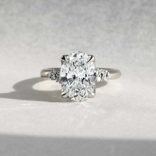 2.50 Carat Oval Cut Lab Grown Diamond Cluster Engagement Ring in Platinum – Elowen