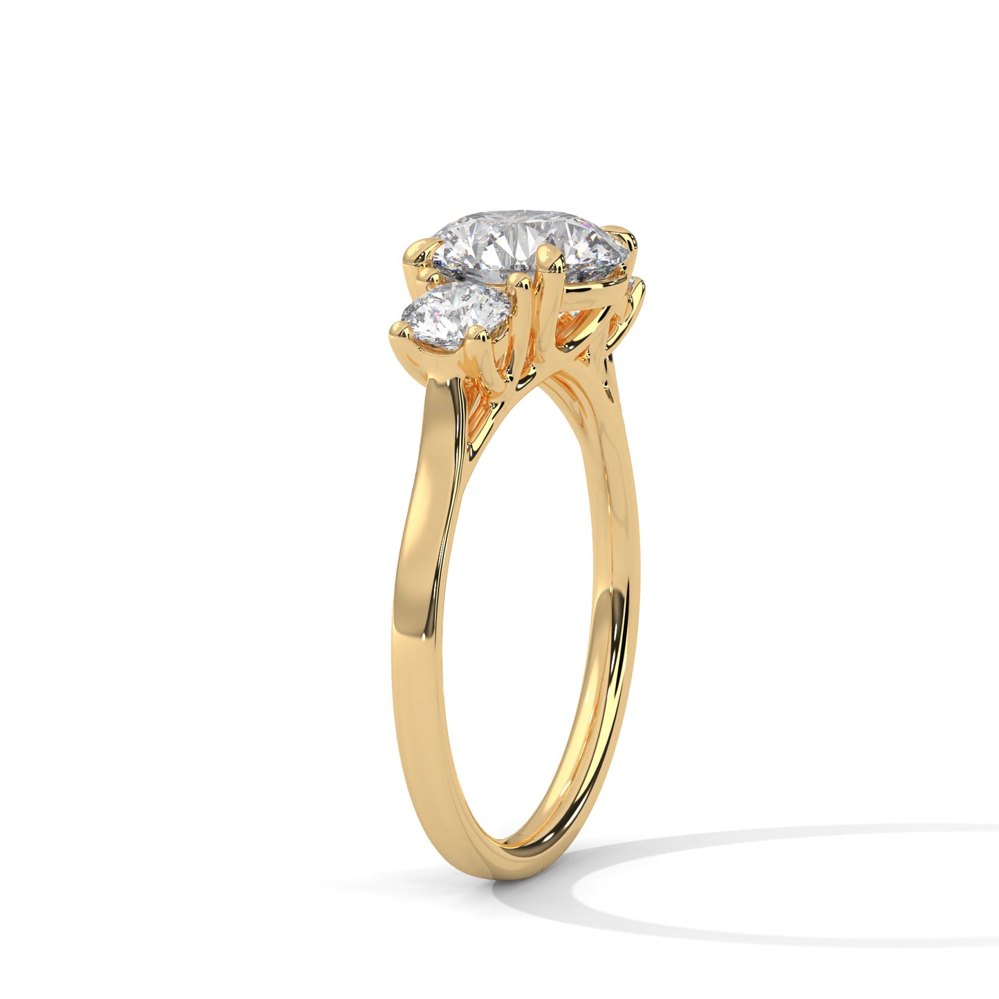 2 CT Round E-VVS2 Lab-Grown Diamond Engagement Ring, Triology Ring