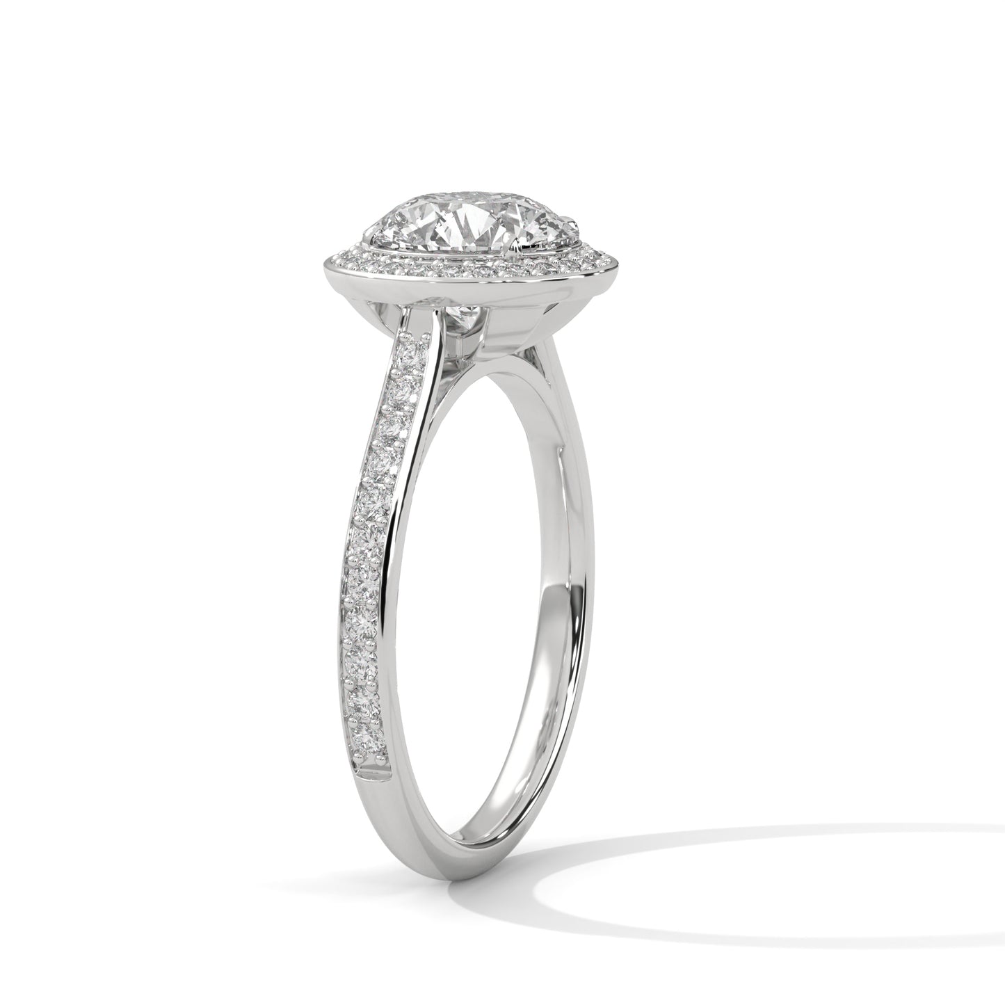 2ct Round Lab-Grown Diamond Engagement Ring, E - VVS2 Diamond Ring, Accent Stone bezel