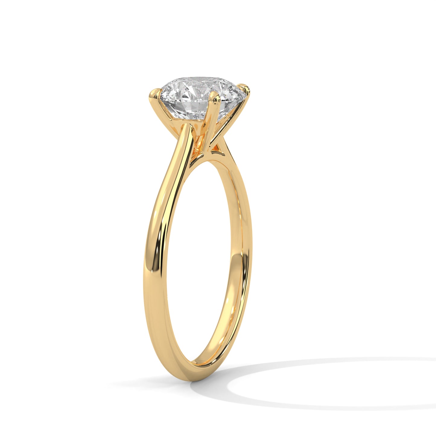 2 CT Round Cut E-VVS2 Lab Grown Diamond Engagement Ring, Cathedral Setting