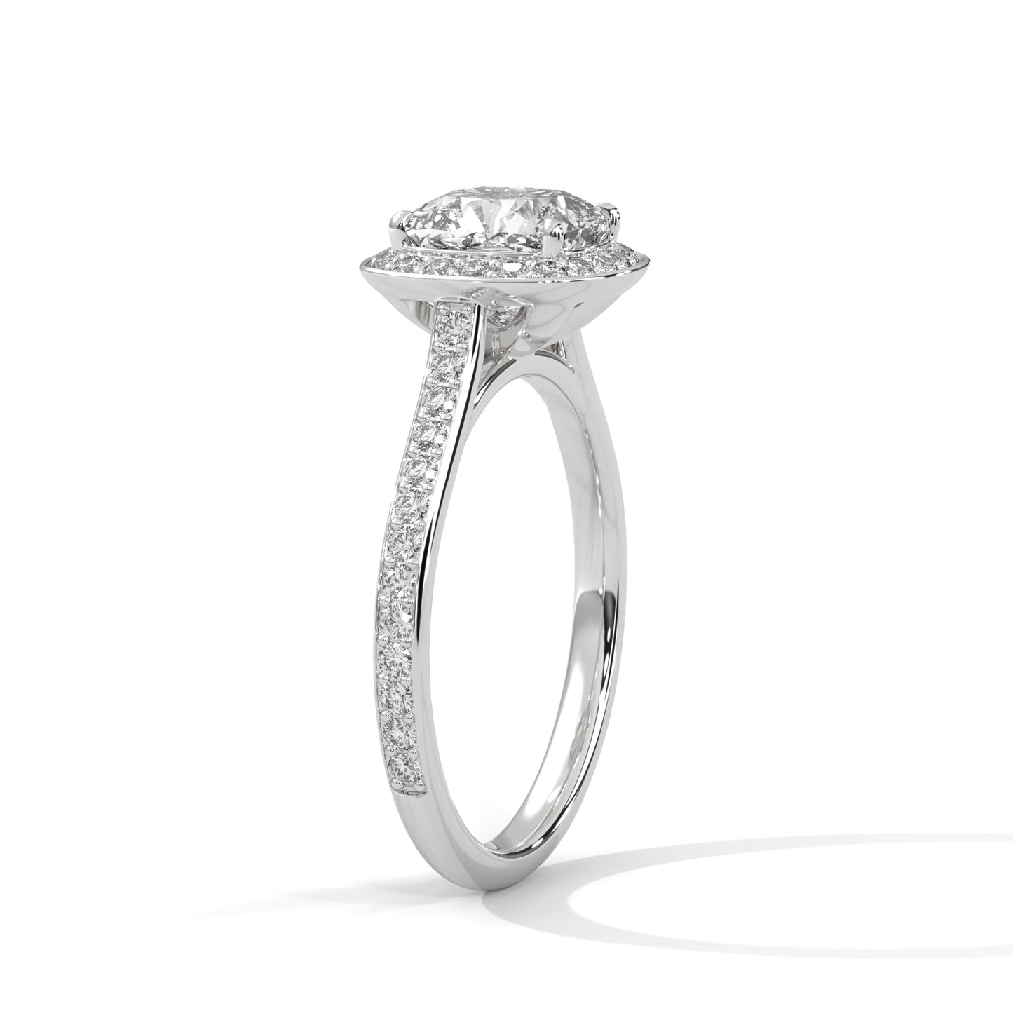 2 CT Cushion Lab-Grown Diamond Engagement Ring, E - VVS2 Diamond Ring