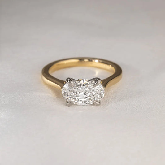 1.50 Carat Oval Cut Lab Grown Diamond Elegant Solitaire Engagement Ring in Two-Tone Gold – Elysia