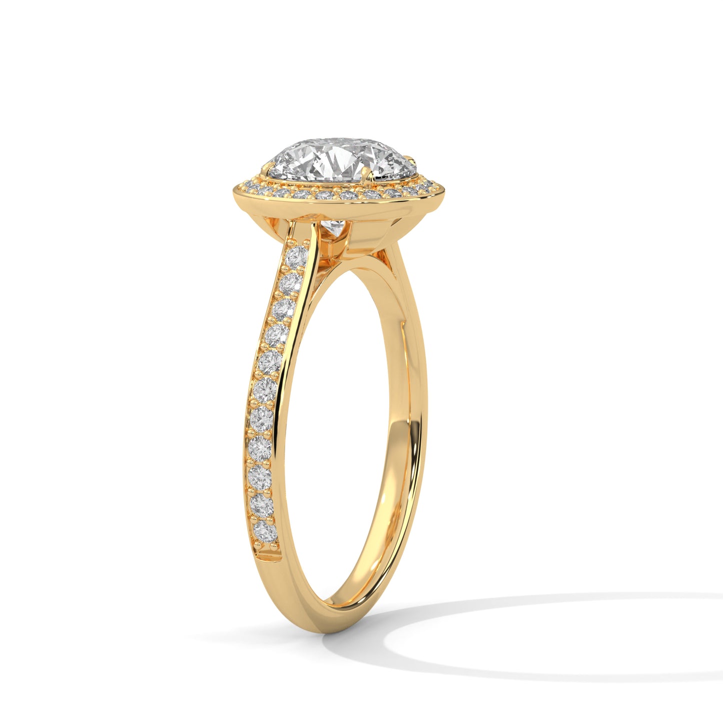 2ct Round Lab-Grown Diamond Engagement Ring, E - VVS2 Diamond Ring, Accent Stone bezel