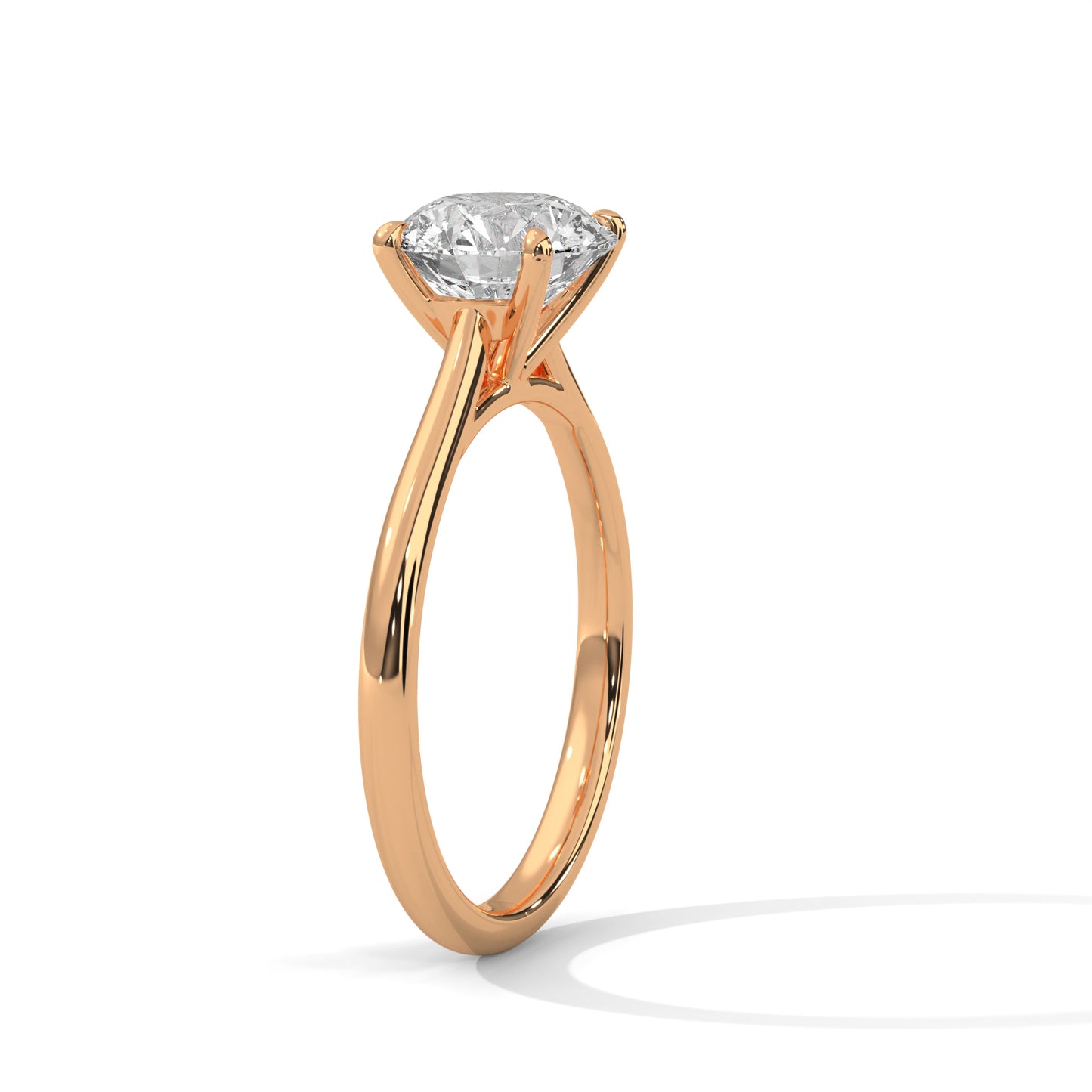 2 CT Round Cut E-VVS2 Lab Grown Diamond Engagement Ring, Cathedral Setting