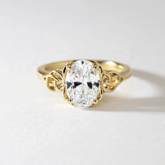 2 Carat Lab-Grown Oval Diamond Celtic Engagement Ring in Yellow Gold – Amara