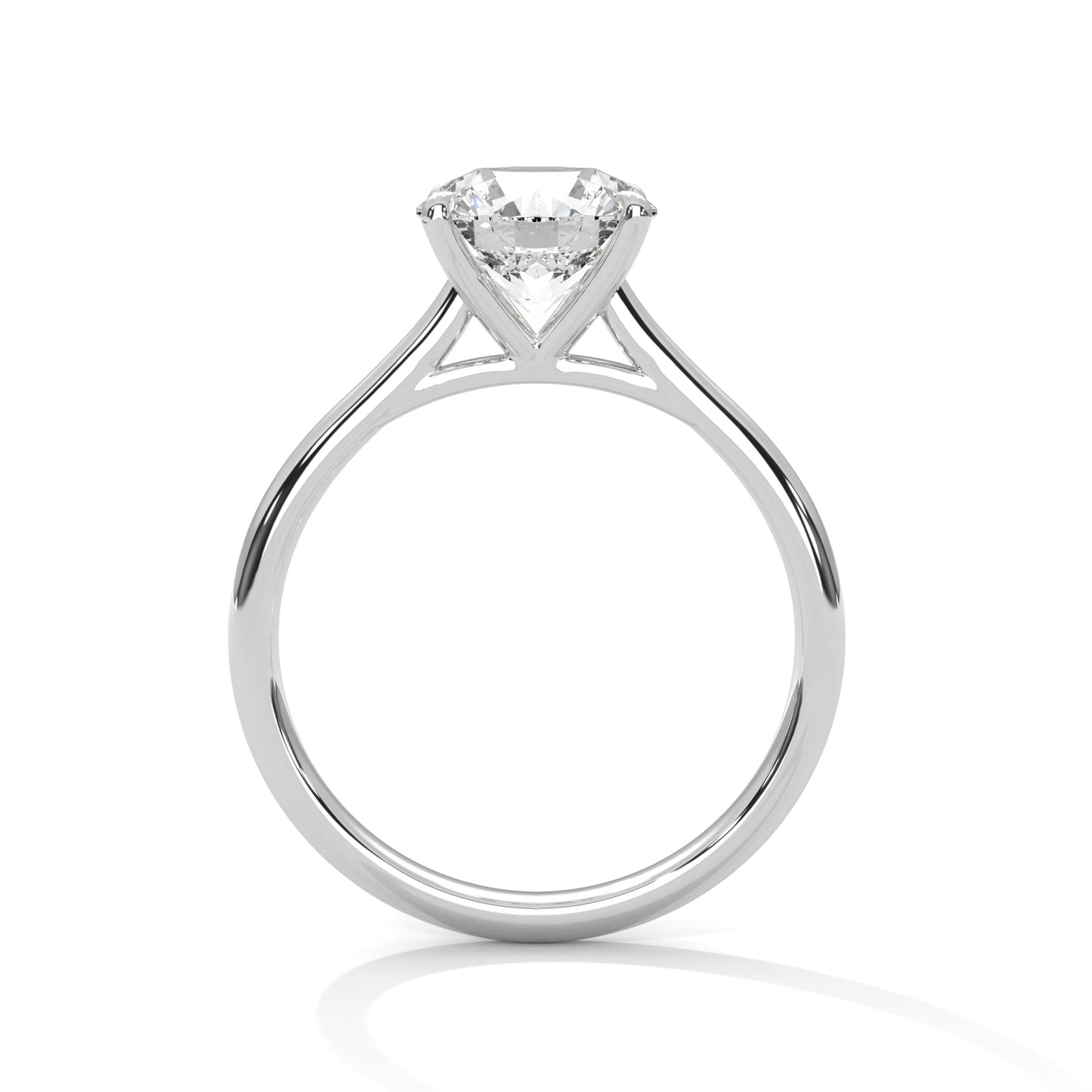 2 CT Round Cut E-VVS2 Lab Grown Diamond Engagement Ring, Cathedral Setting
