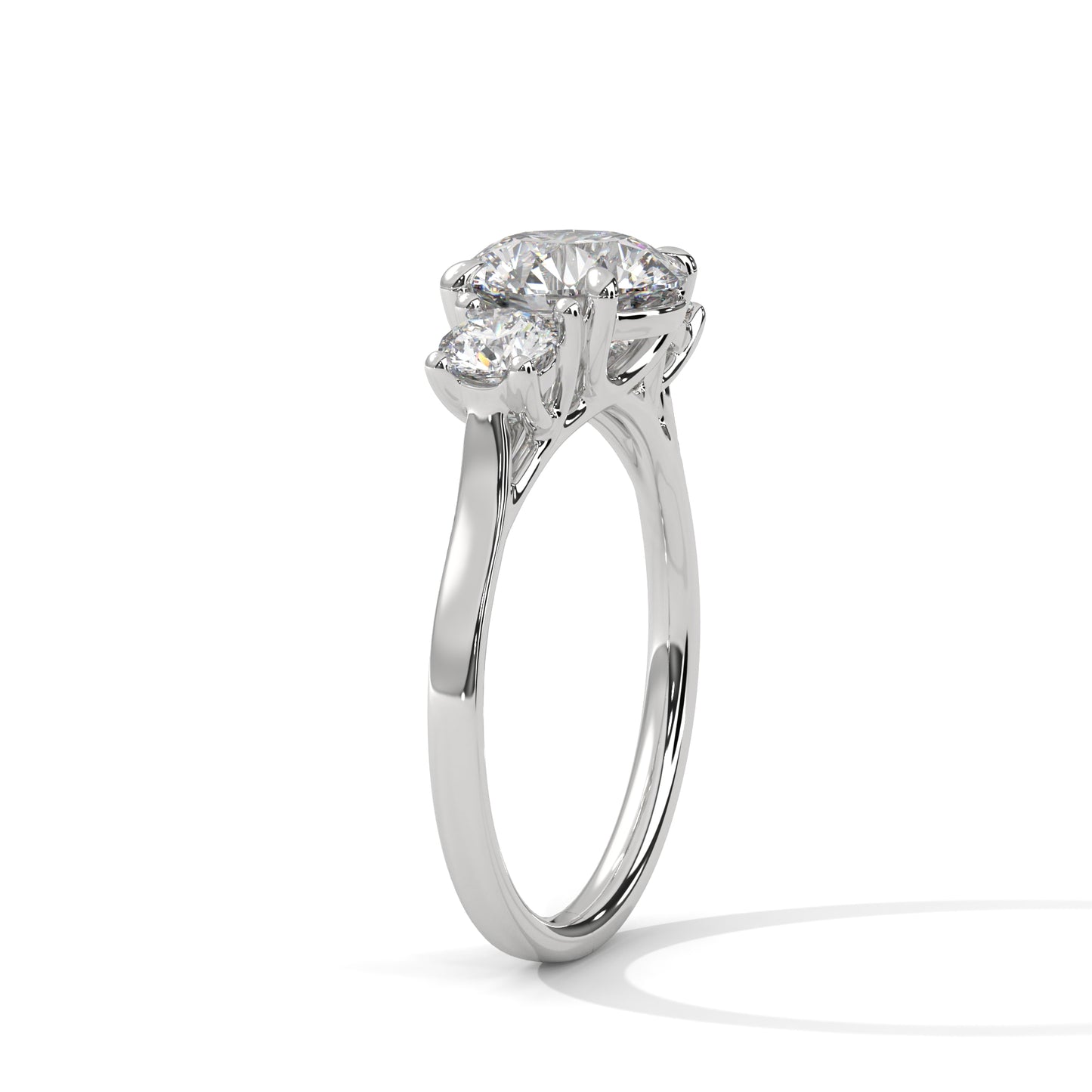 2 CT Round E-VVS2 Lab-Grown Diamond Engagement Ring, Triology Ring