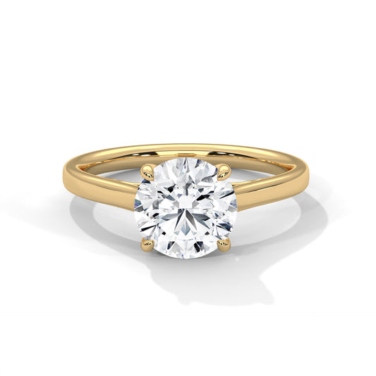 2 Carat Round E VVS2 Lab-Grown Diamond Solitaire Engagement Ring, 14K Gold
