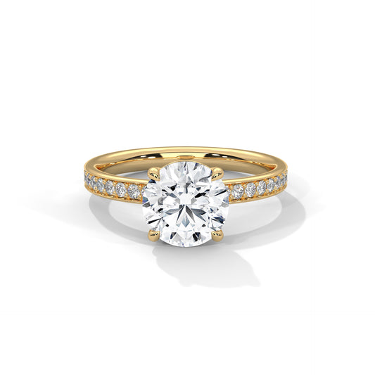 1 CT Round E VVS2 Lab-Grown Diamond Engagement Ring, Timeless Design