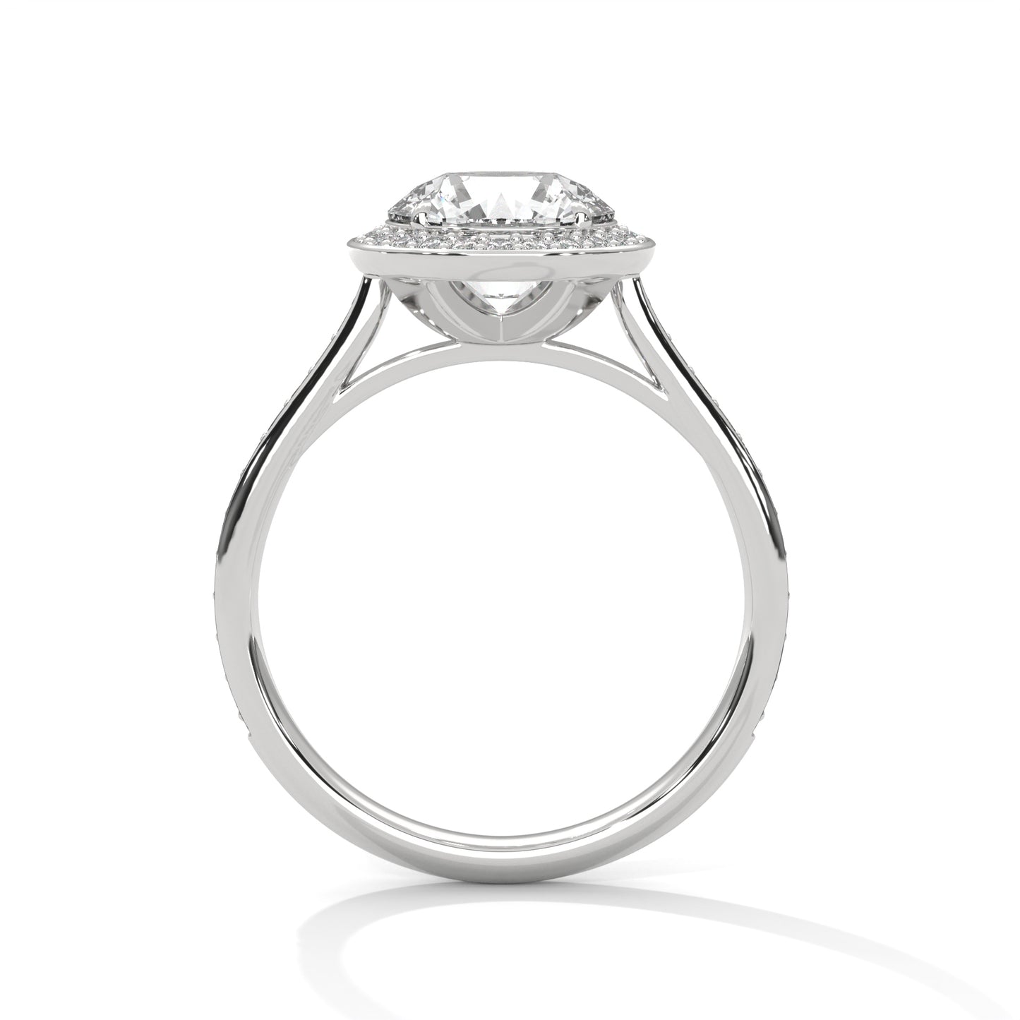 2ct Round Lab-Grown Diamond Engagement Ring, E - VVS2 Diamond Ring, Accent Stone bezel