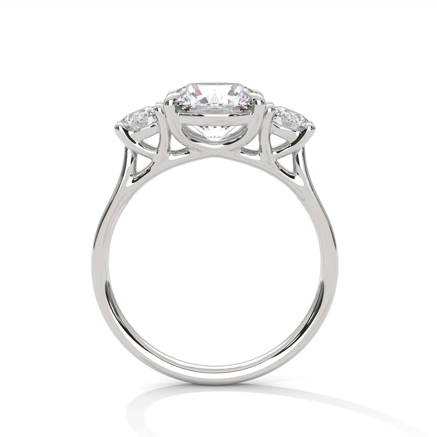 2 CT Round E-VVS2 Lab-Grown Diamond Engagement Ring, Triology Ring