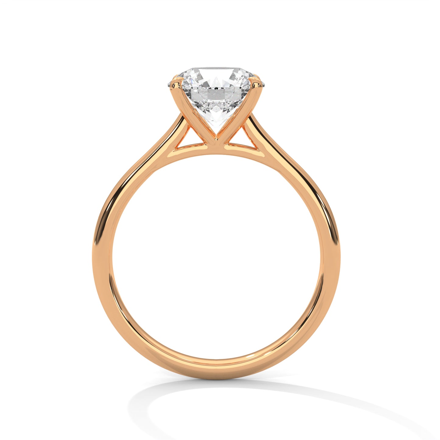 2 CT Round Cut E-VVS2 Lab Grown Diamond Engagement Ring, Cathedral Setting