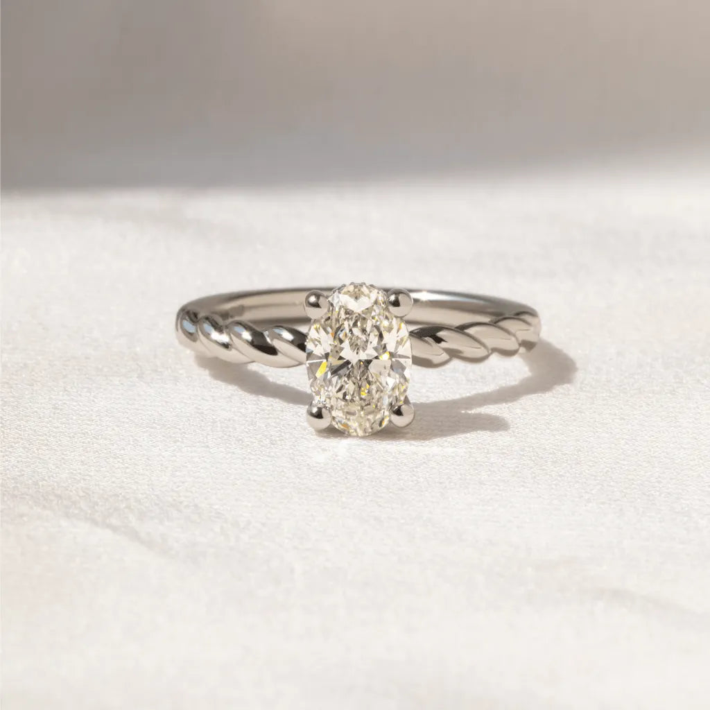 1 Carat Lab Grown Oval Diamond Delicate Halo Ring  – Lunelle