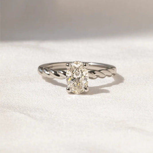 1 Carat Lab Grown Oval Diamond Delicate Halo Ring  – Lunelle