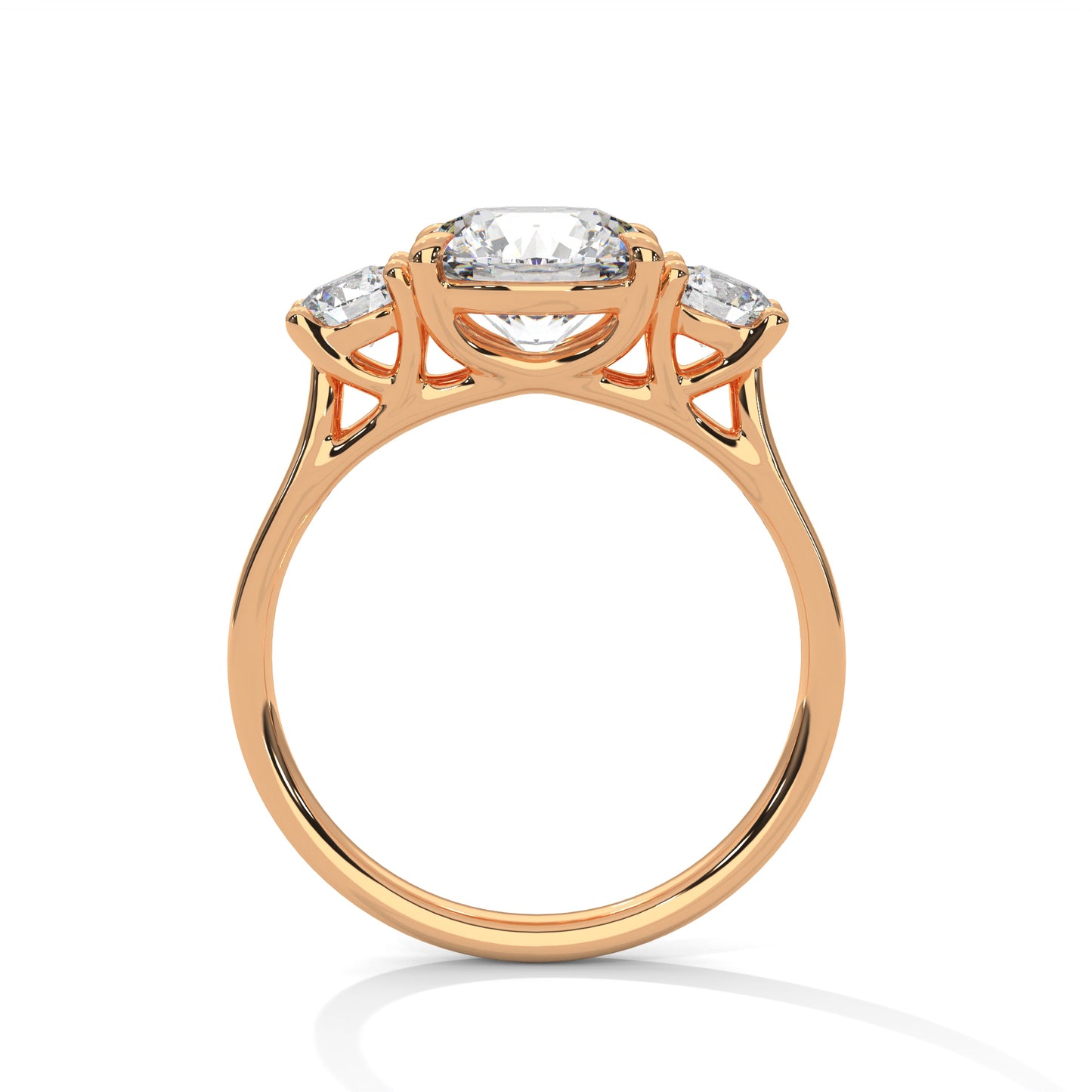 2 CT Round E-VVS2 Lab-Grown Diamond Engagement Ring, Triology Ring
