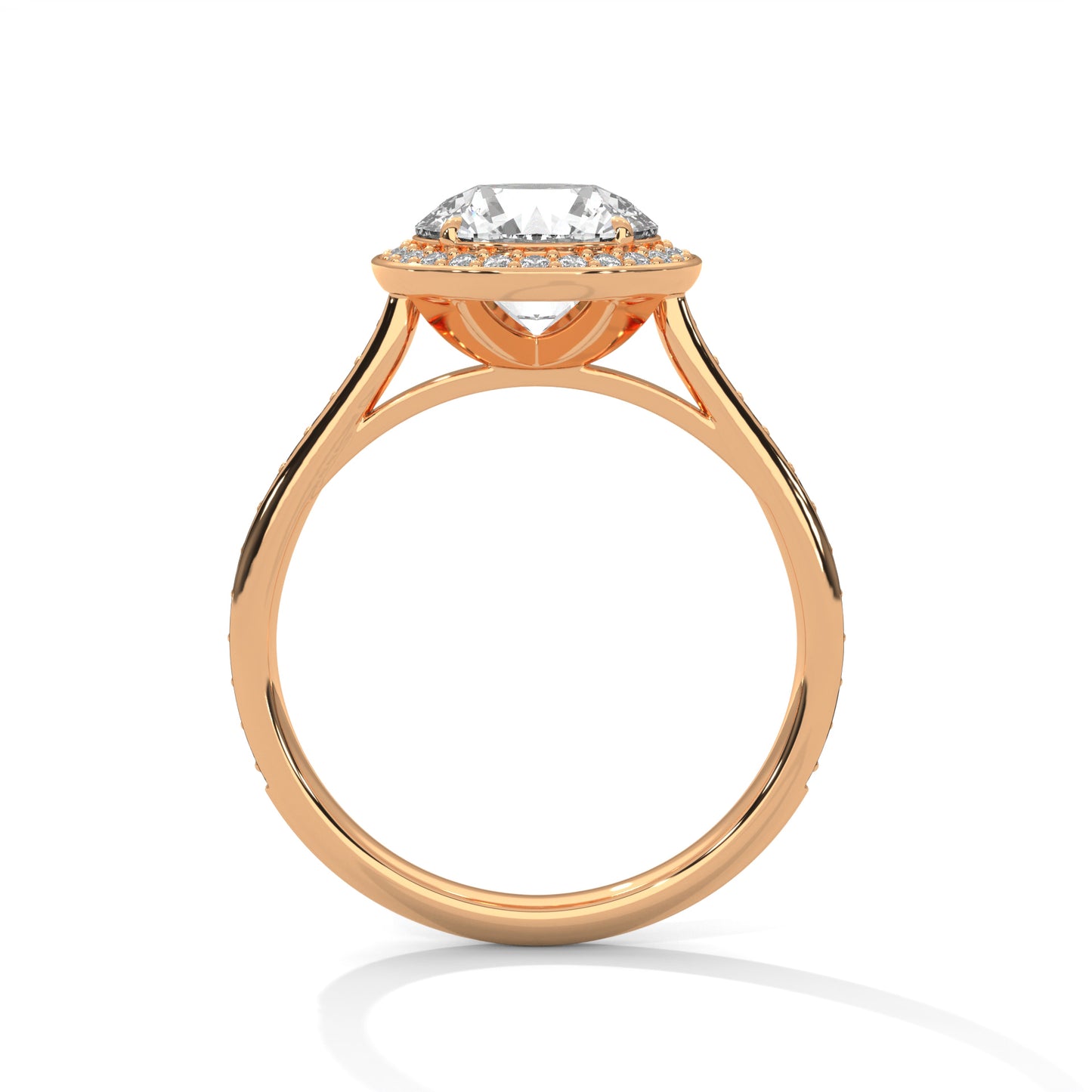 2ct Round Lab-Grown Diamond Engagement Ring, E - VVS2 Diamond Ring, Accent Stone bezel