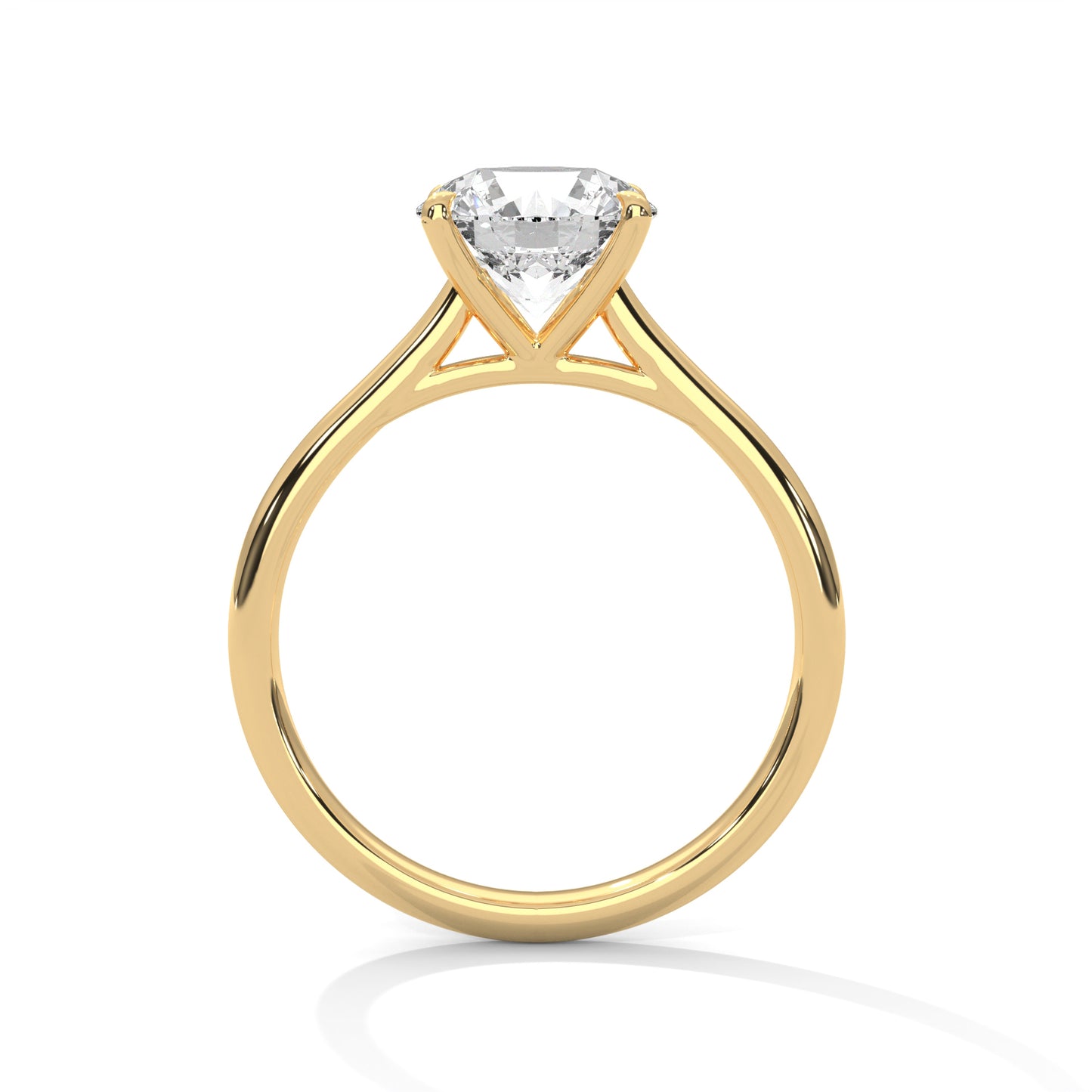 2 CT Round Cut E-VVS2 Lab Grown Diamond Engagement Ring, Cathedral Setting