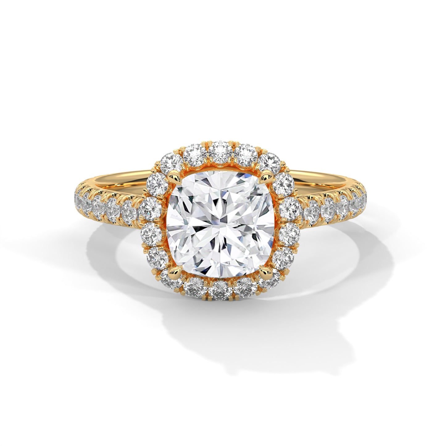 2 CT Square Cushion E-VVS2 Lab-Grown Diamond Engagement Ring, 14K Gold Setting