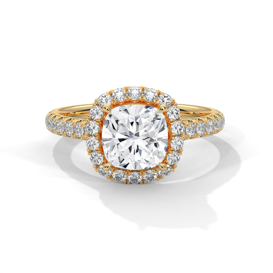 2 CT Square Cushion E-VVS2 Lab-Grown Diamond Engagement Ring, 14K Gold Setting