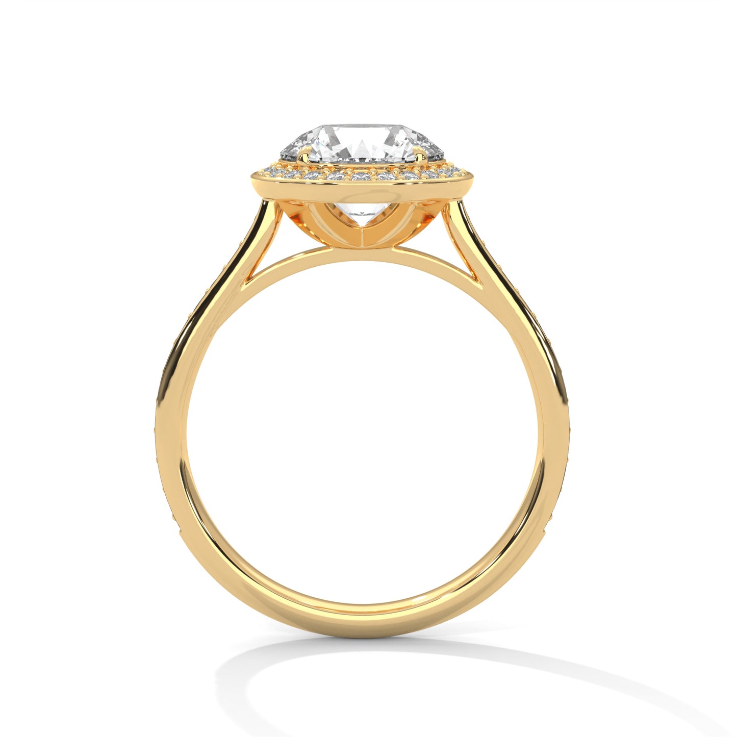 2ct Round Lab-Grown Diamond Engagement Ring, E - VVS2 Diamond Ring, Accent Stone bezel