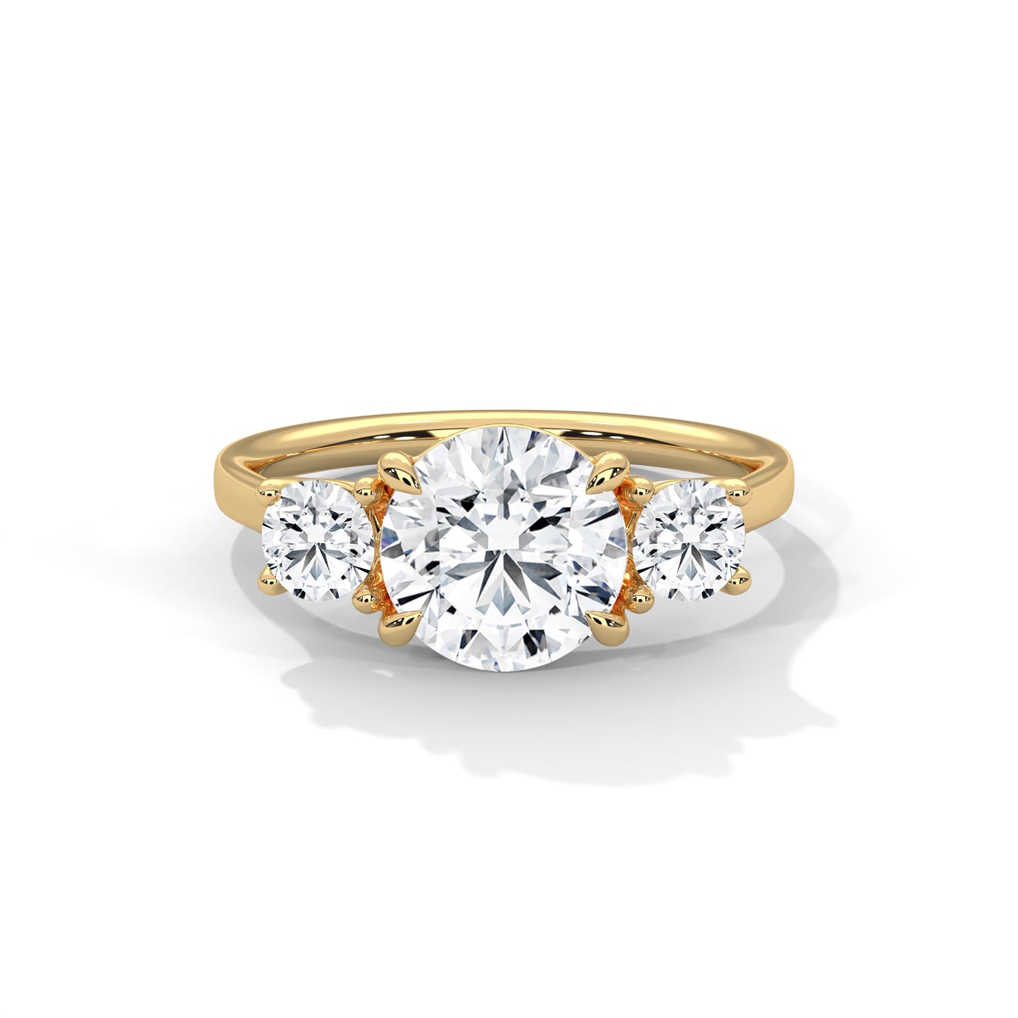 2 CT Round E-VVS2 Lab-Grown Diamond Engagement Ring, Triology Ring