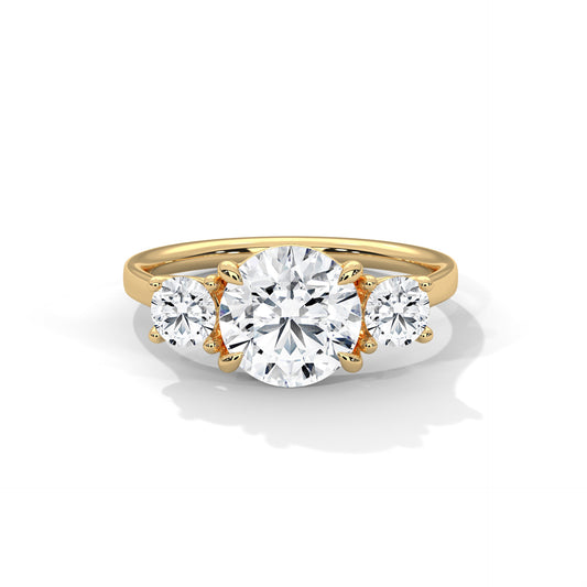 2 CT Round E-VVS2 Lab-Grown Diamond Engagement Ring, Triology Ring