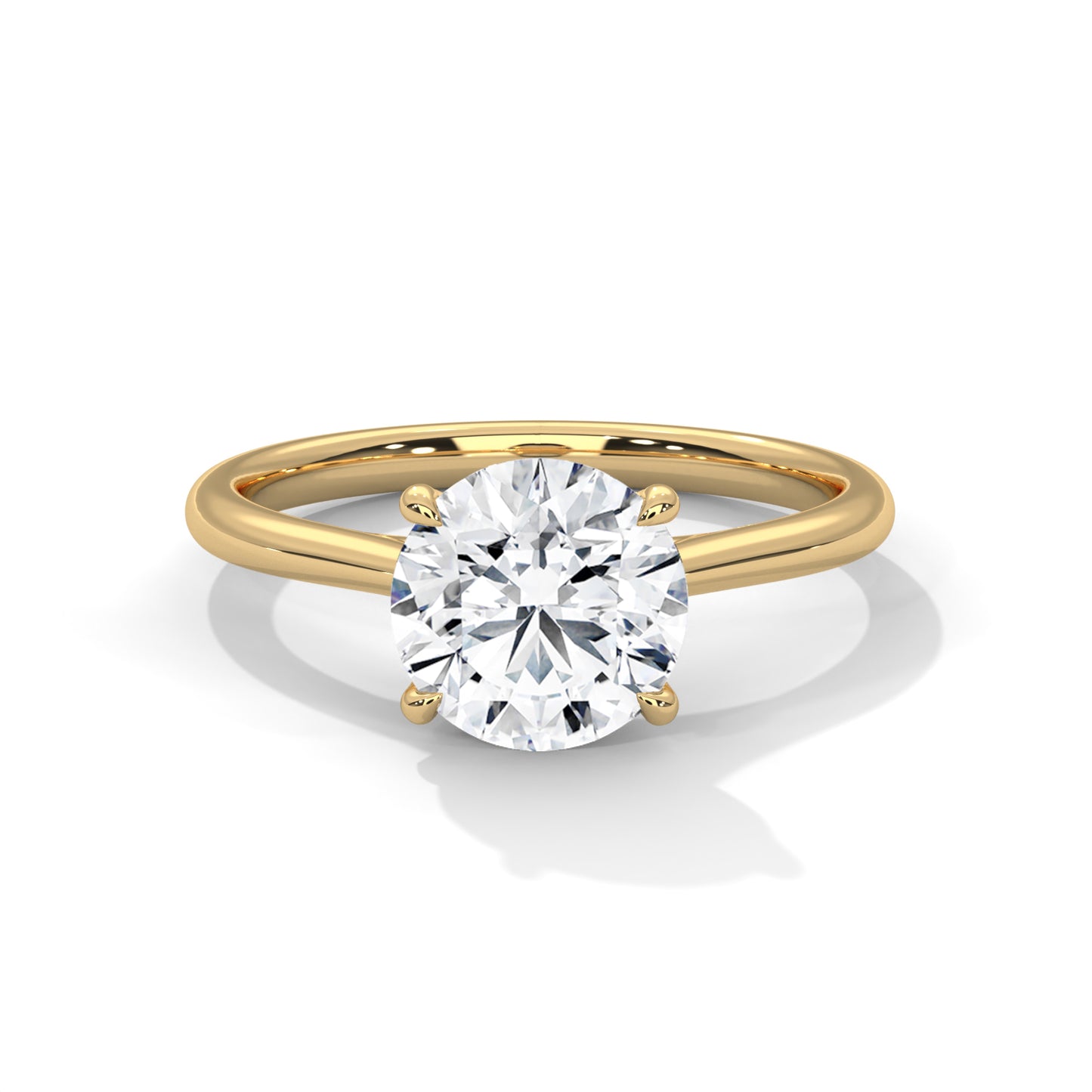 2 CT Round Cut E-VVS2 Lab Grown Diamond Engagement Ring, Cathedral Setting