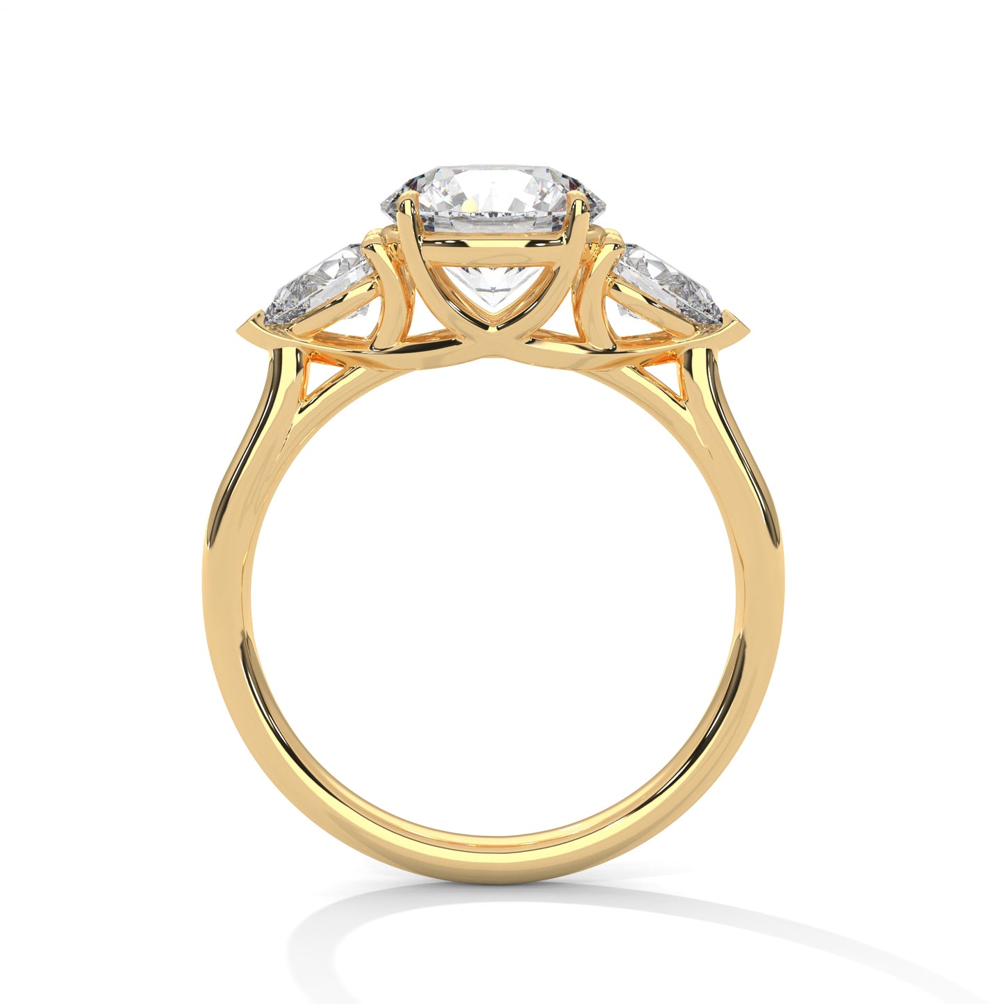 3 CT Round E-VVS2 Lab-Grown Diamond Engagement Ring – Side Pear Diamond