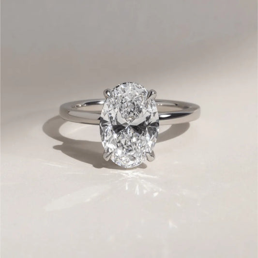 3.50 Carat Oval Cut Lab Grown Diamond Hidden Halo Ring in Platinum – Calistan
