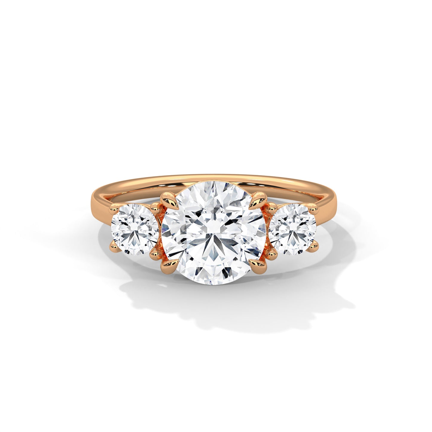 2 CT Round E-VVS2 Lab-Grown Diamond Engagement Ring, Triology Ring