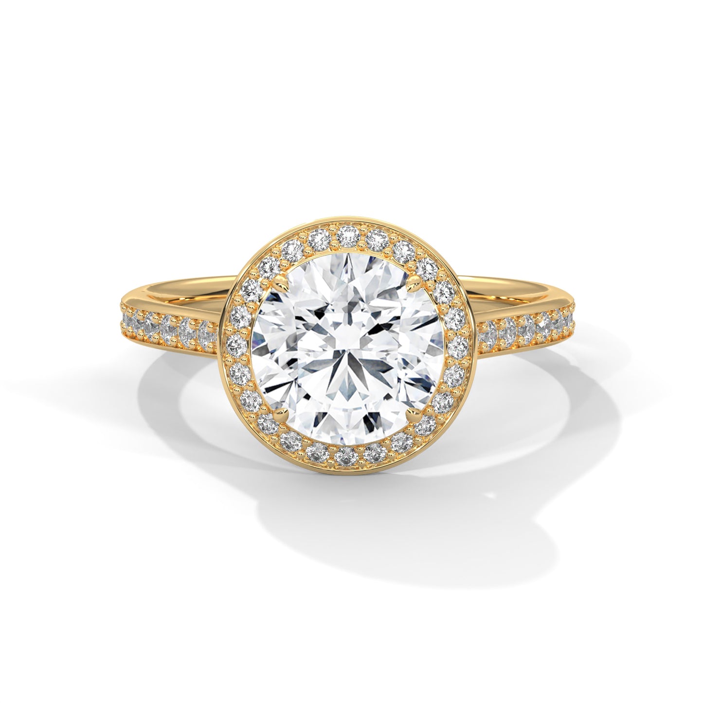 2ct Round Lab-Grown Diamond Engagement Ring, E - VVS2 Diamond Ring, Accent Stone bezel