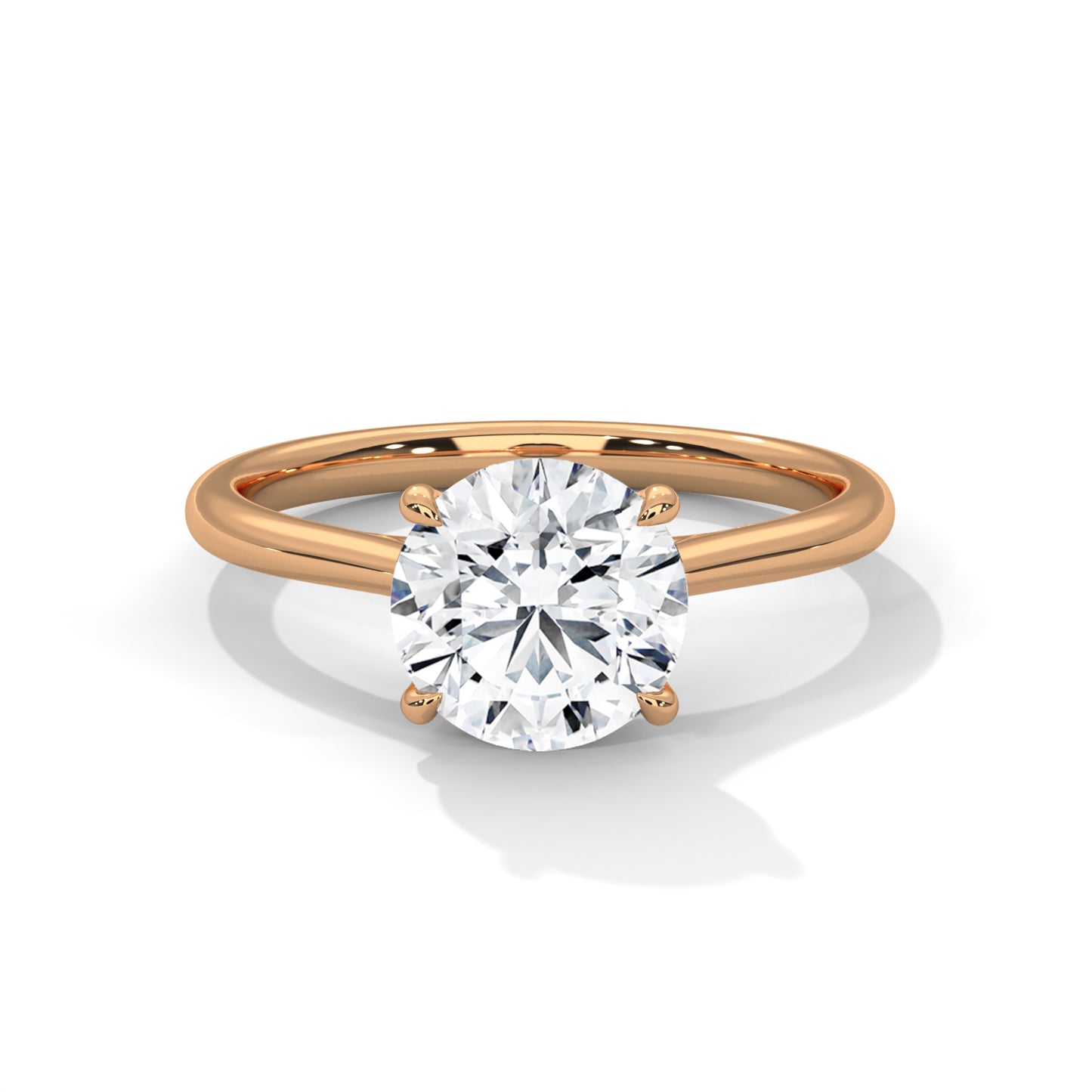 2 CT Round Cut E-VVS2 Lab Grown Diamond Engagement Ring, Cathedral Setting