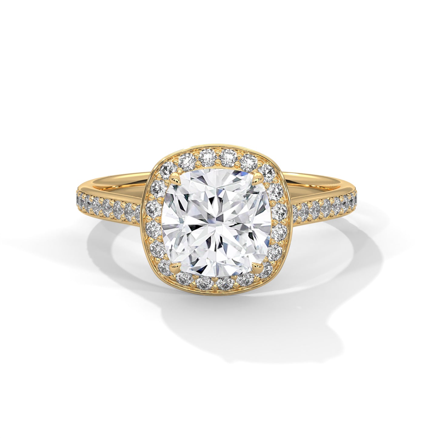 2 CT Cushion Lab-Grown Diamond Engagement Ring, E - VVS2 Diamond Ring