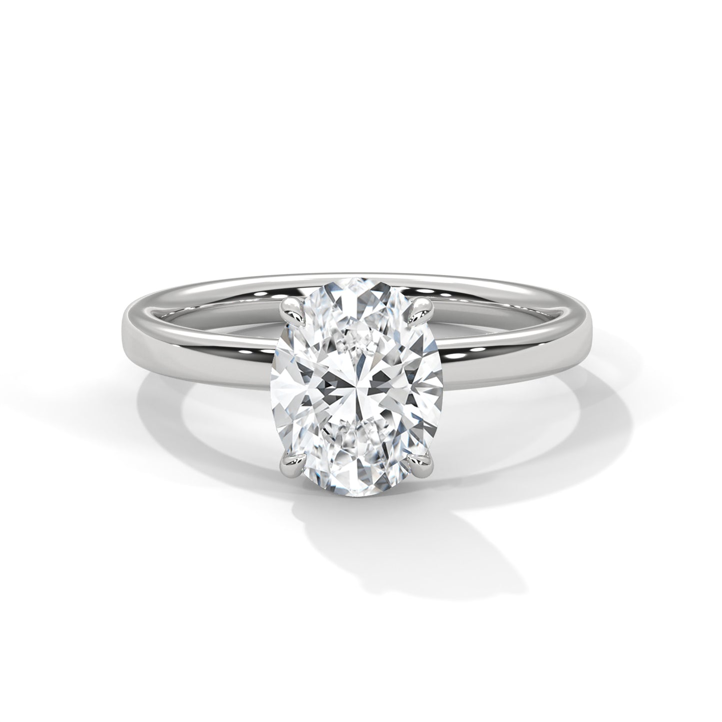 2 ct Oval E VVS2 Lab-Grown Diamond Engagement Ring, Solitaire Ring