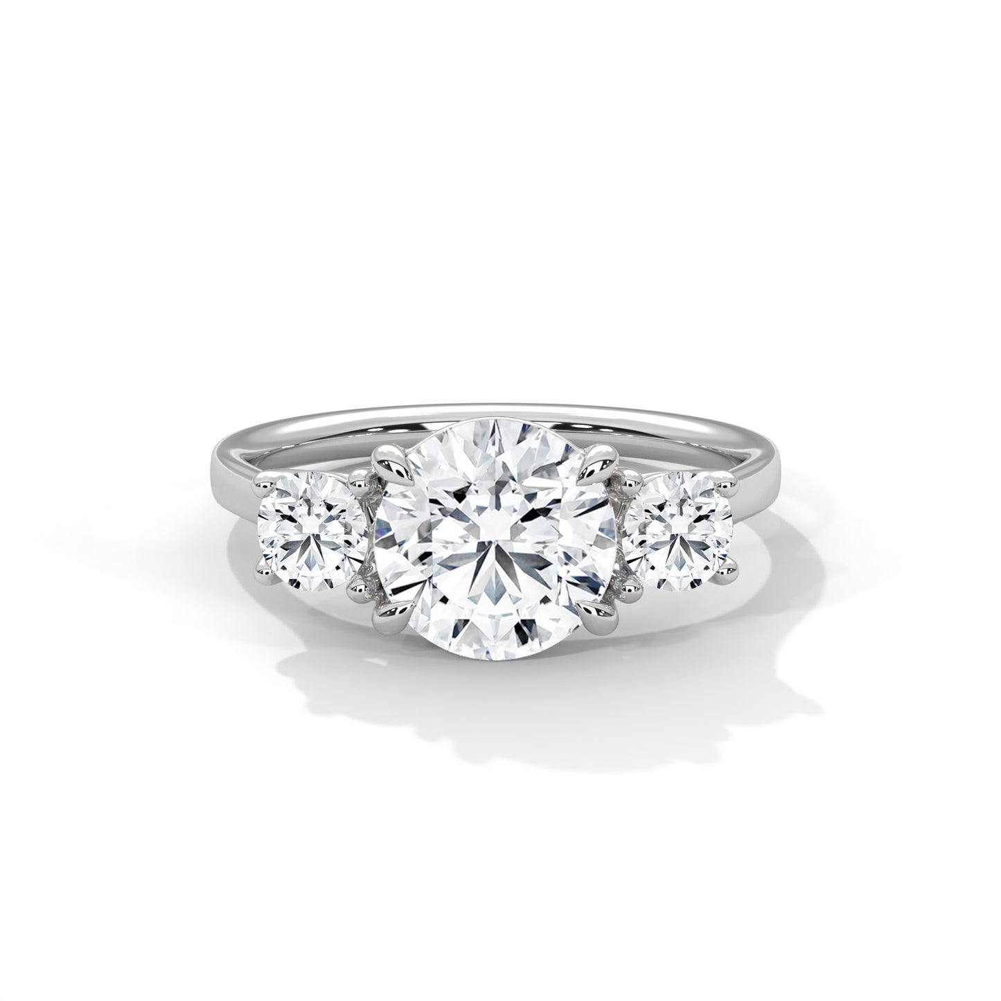 2 CT Round E-VVS2 Lab-Grown Diamond Engagement Ring, Triology Ring