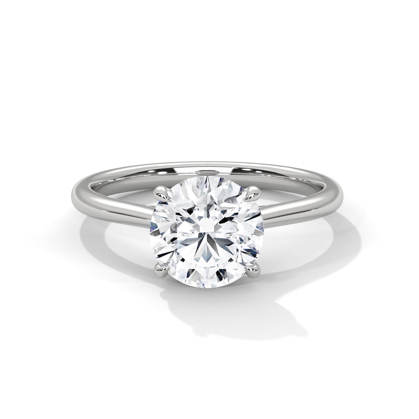 2 CT Round Cut E-VVS2 Lab Grown Diamond Engagement Ring, Cathedral Setting